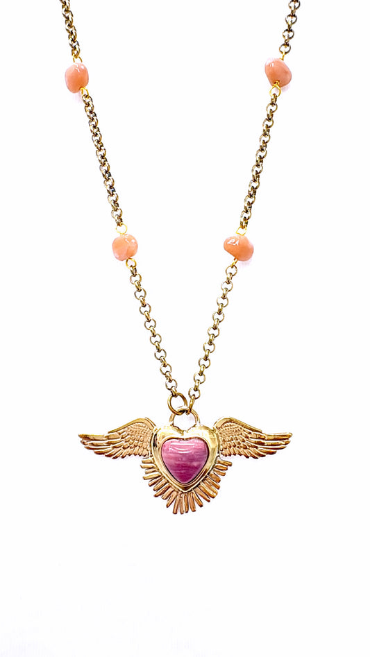Sautoir MileMila Éclat D’Ange Rhodonite
