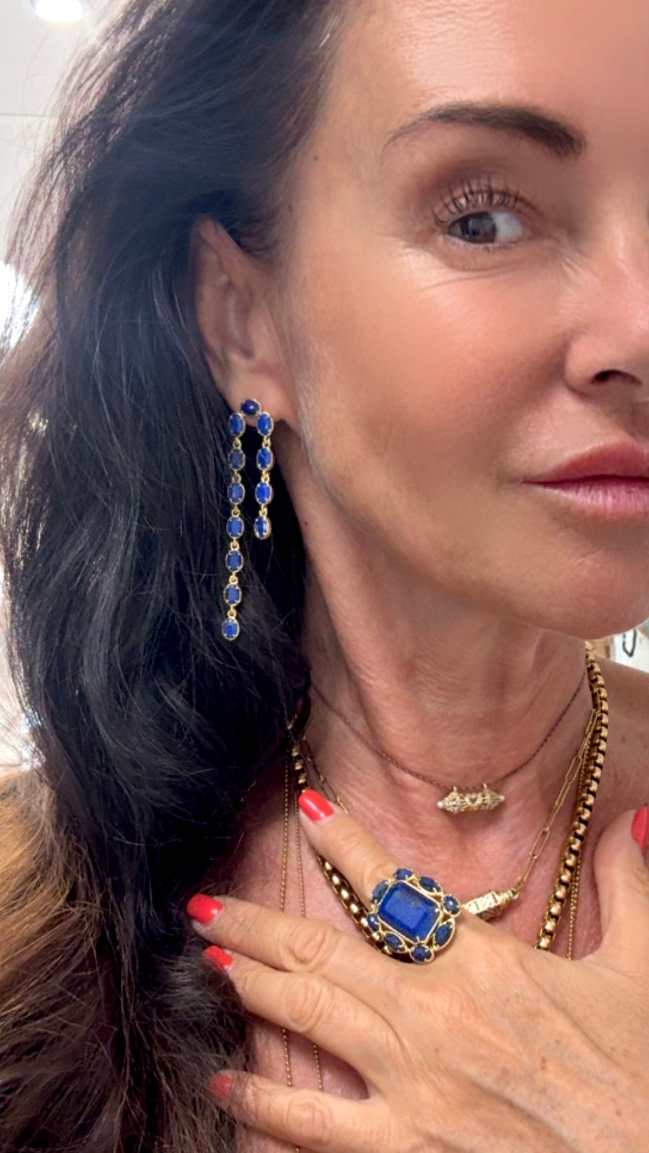 Boucles d’Oreilles Pluie Lapis Lazulli
