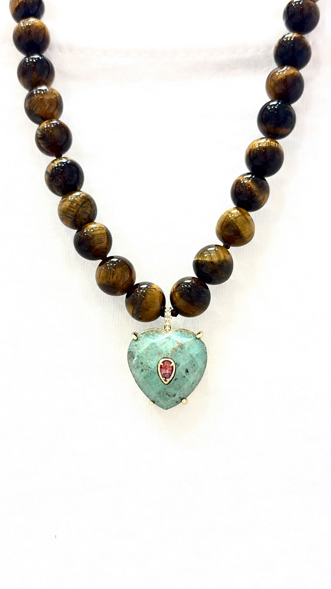 Collier Passion Œil de Tigre et Chrysoprase