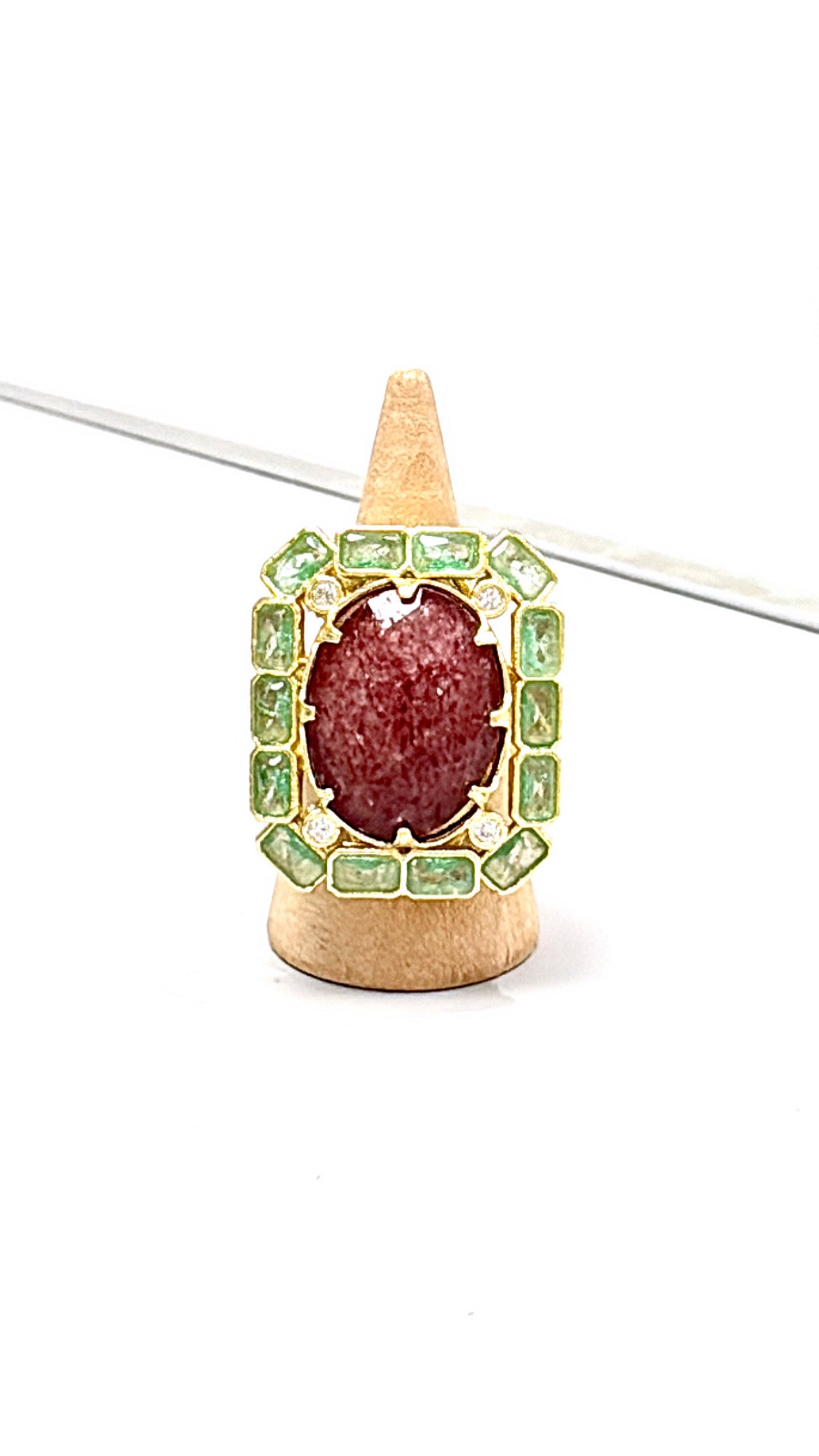 Bague Gaïa Tourmaline et Quartz Fraise