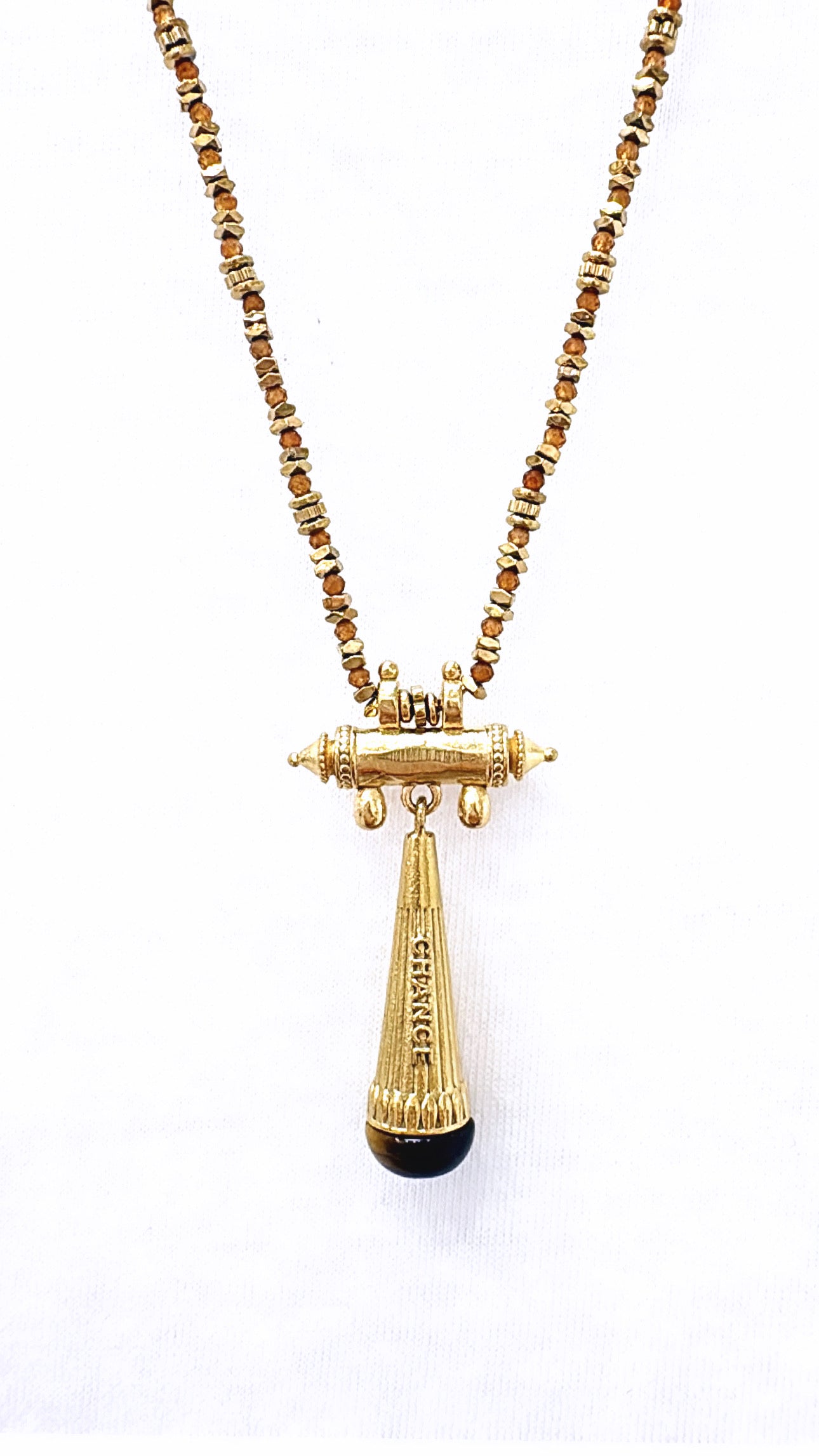 Collier Amulette Pendule Chance Œil de Tigre