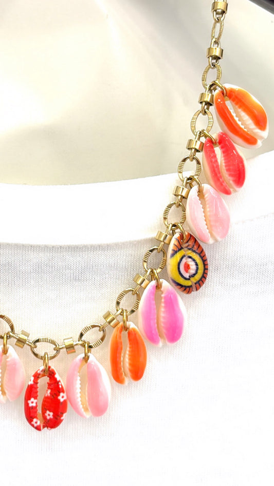 Collier Cauris Rose