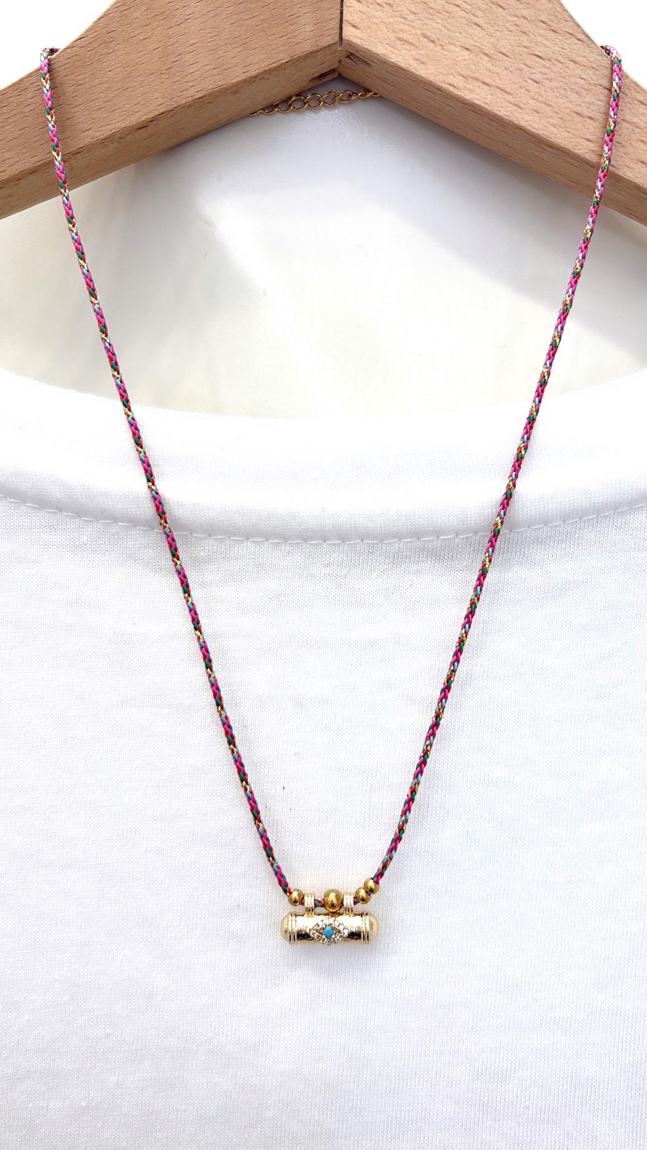 Collier Amulette Eye Rose