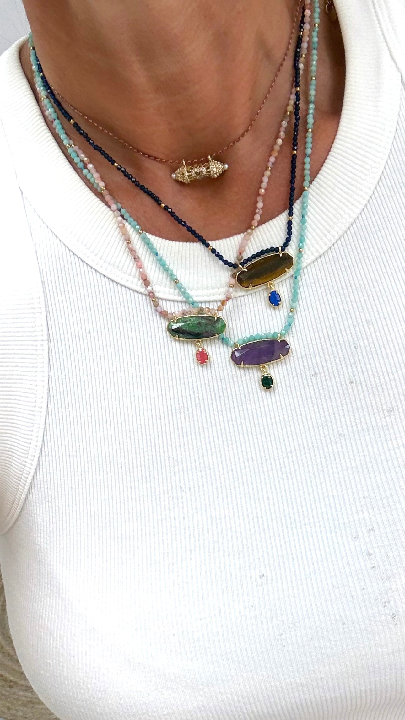 Collier Maïa Rhodonite et Rubis Zoisite