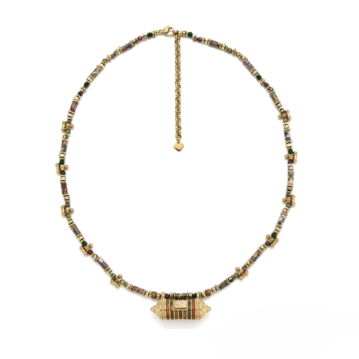 Collier Amulette Heishi Jaspe