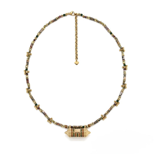 Collier Amulette Heishi Jaspe