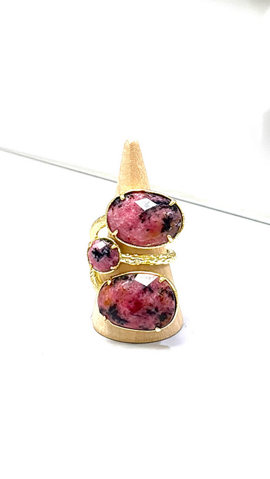 Bague Trio Rhodonite