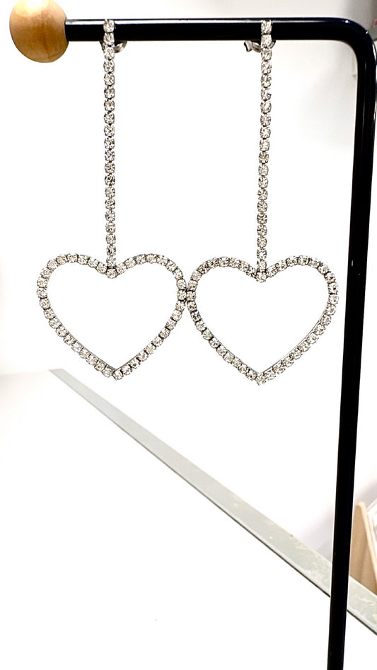 Boucles d’oreilles Cœur Silver Strass