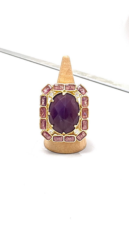 Bague Gaïa Améthyste et Tourmaline