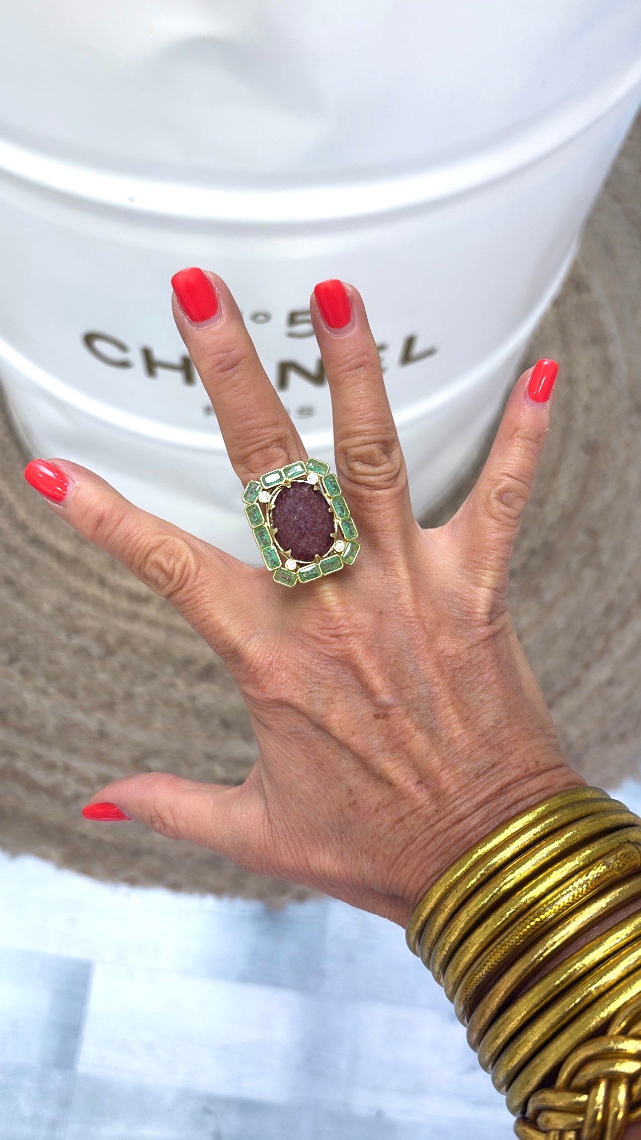 Bague Gaïa Tourmaline et Quartz Fraise