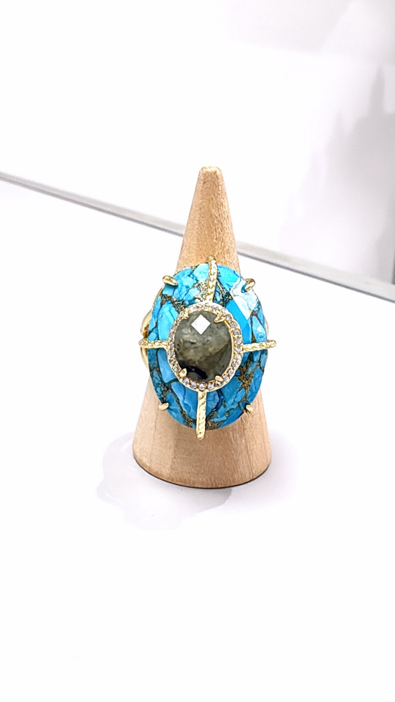 Bague Superbe Turquoise Mohave et Labradorite