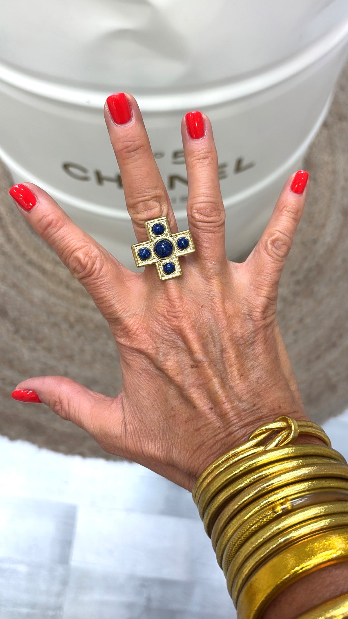 Bague Croix d’Arcane Lapis Lazulli