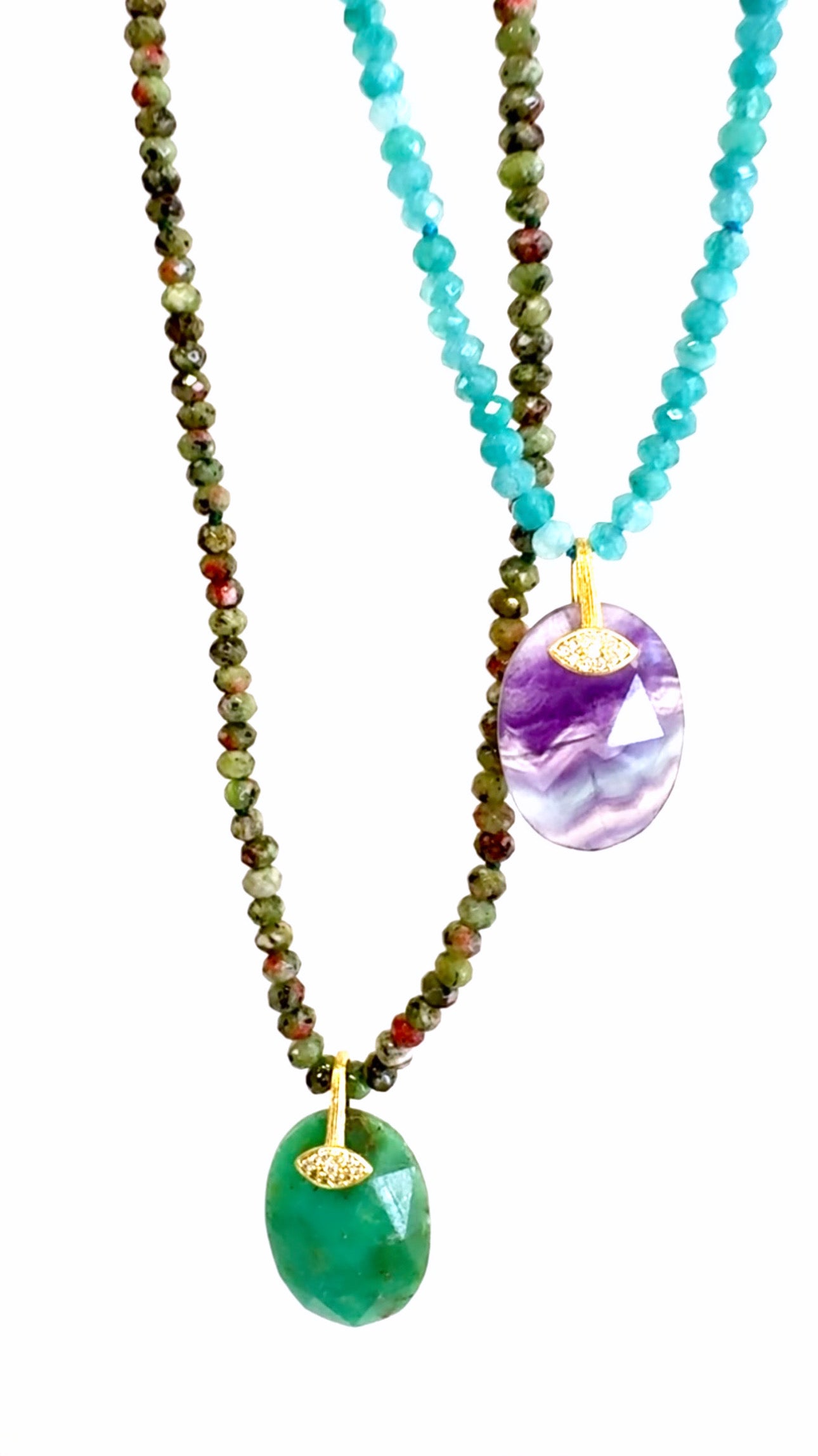 Collier Gaïana Rubis Zoisite et Chrysoprase