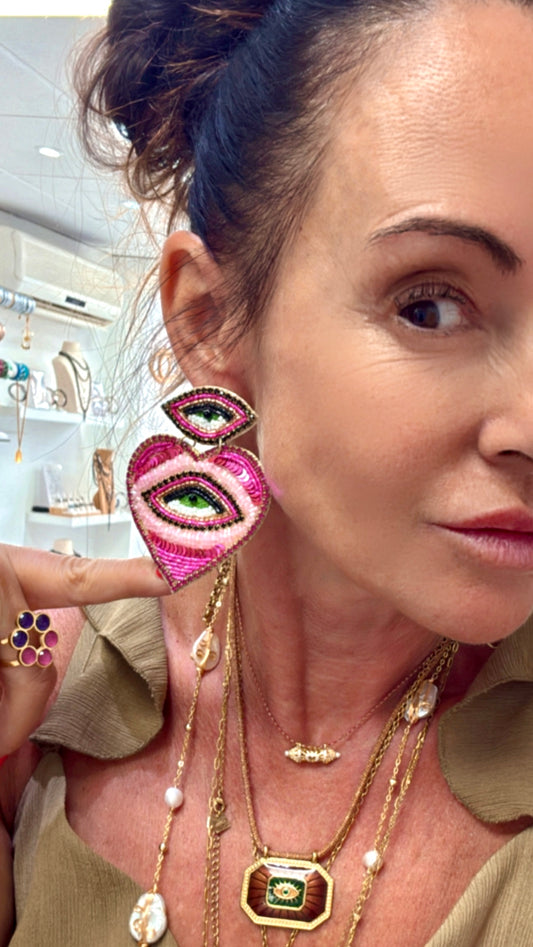 Boucles d’oreilles Eye Pink MANDALITA