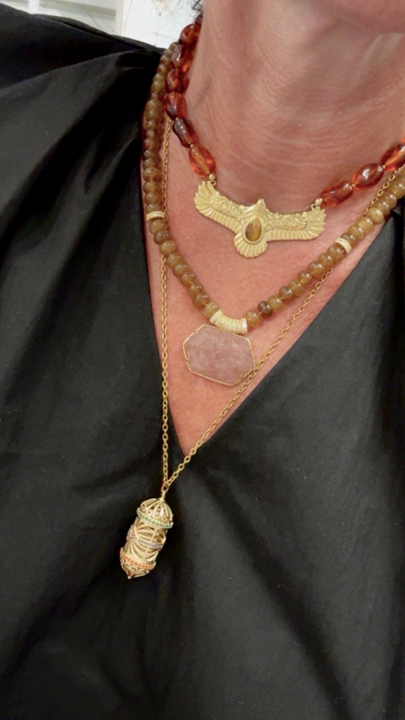 Collier merveille Agate et Quartz Fraise