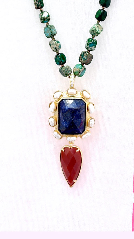 Collier Baroque Lapis Lazulli et Cornaline