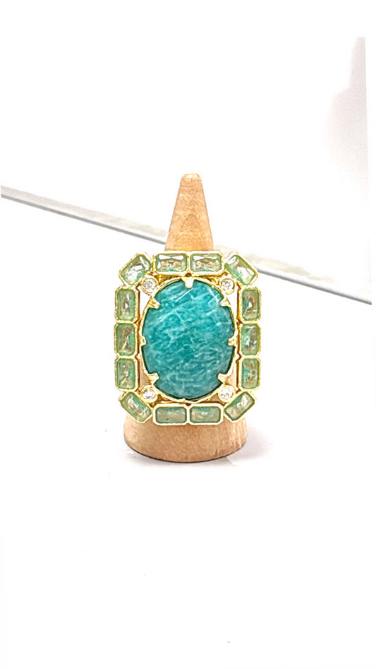 Bague Gaïa Amazonite et Tourmaline