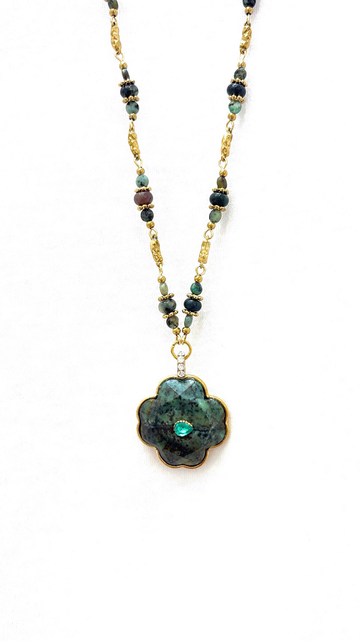 Sautoir Trèfle Sacré Turquoise Africaine