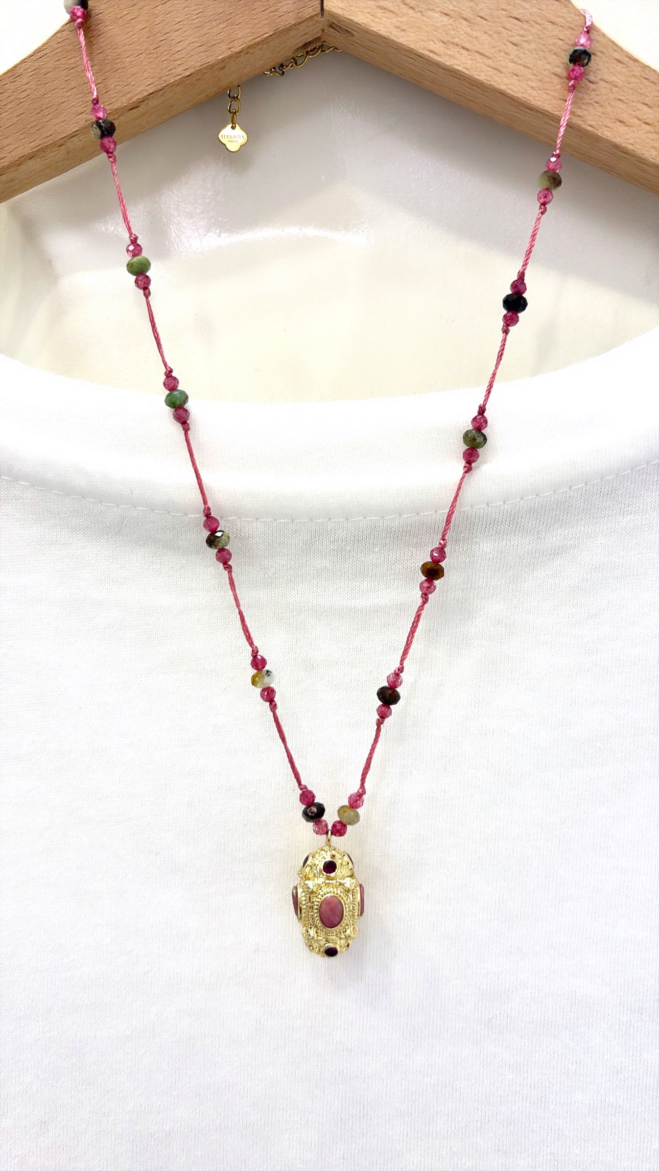 Collier Amulette Agate Rose Naya