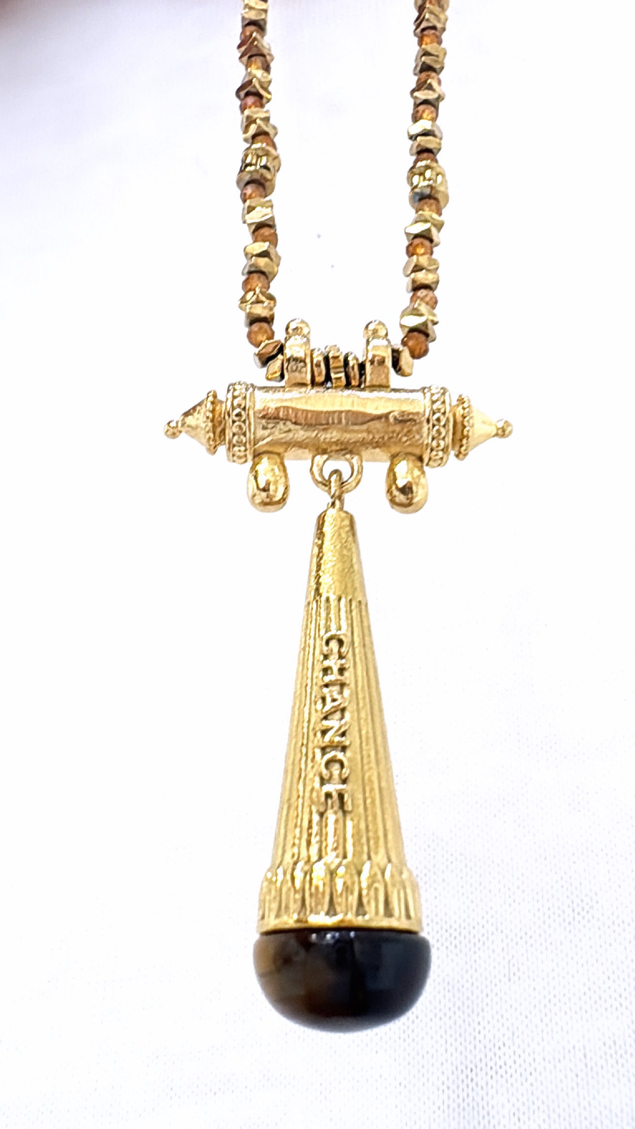 Collier Amulette Pendule Chance Œil de Tigre