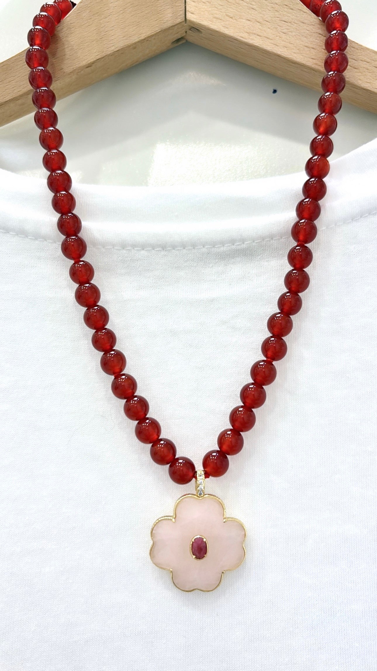 Collier Chance Agate et Quartz Rose