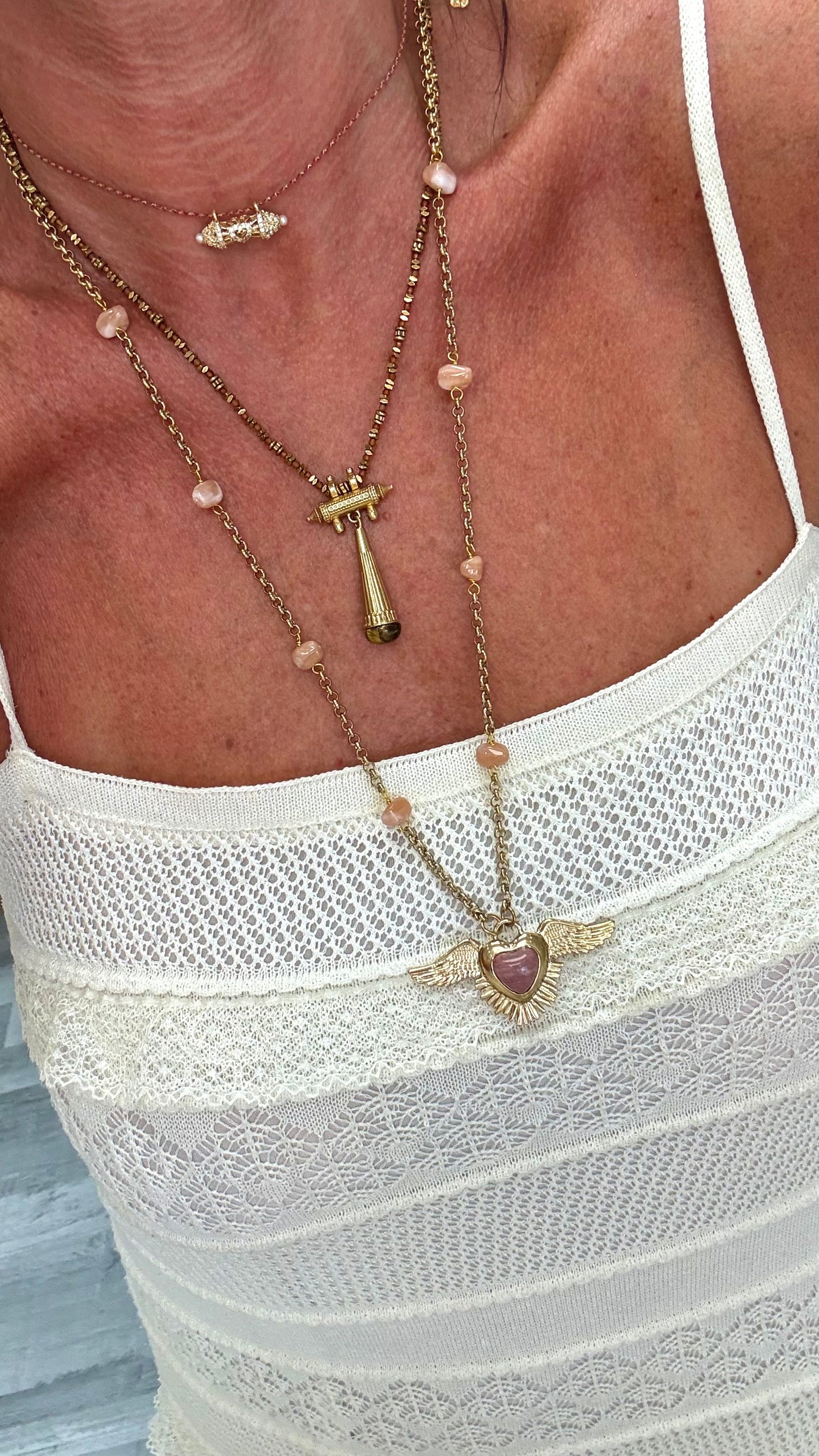 Sautoir MileMila Éclat D’Ange Rhodonite