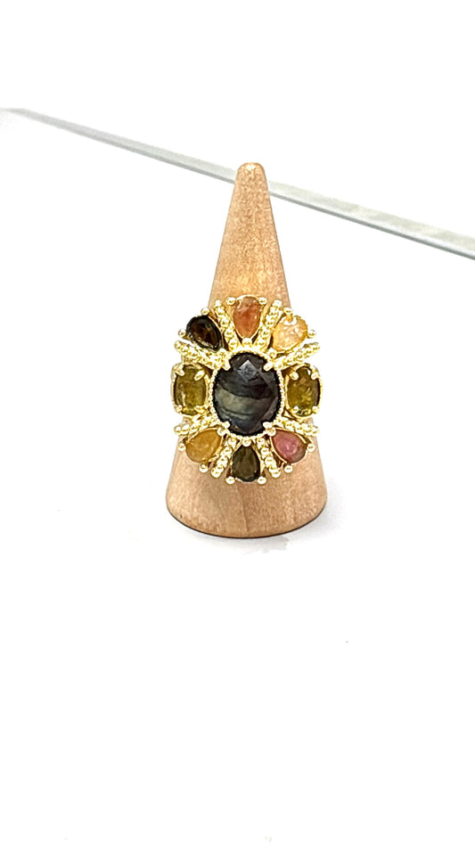 Bague Nova Tourmaline et Labradorite