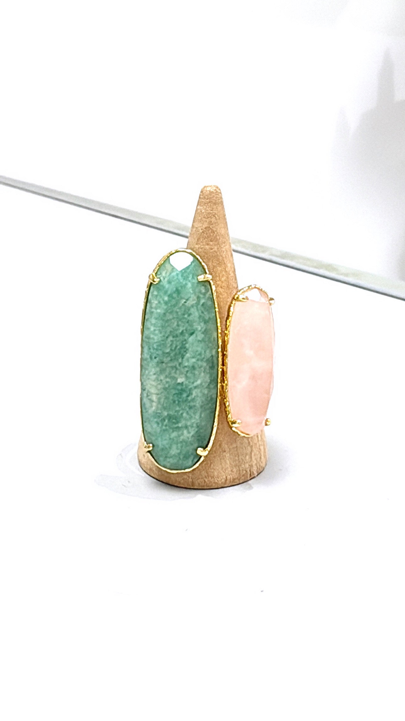 Bague Duo Amazonite et Quartz Rose