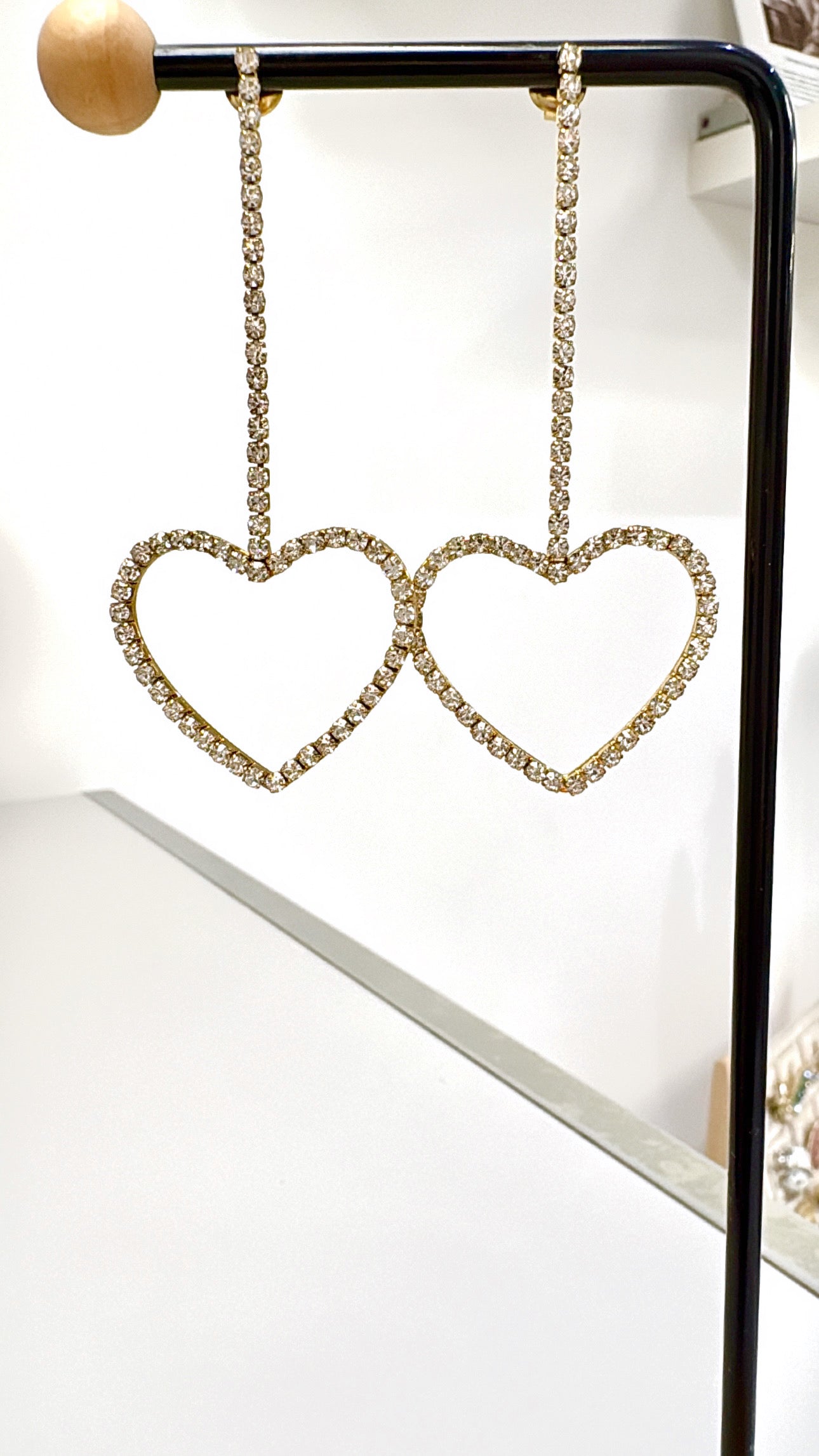 Boucles d’oreilles Coeur Golden Strass