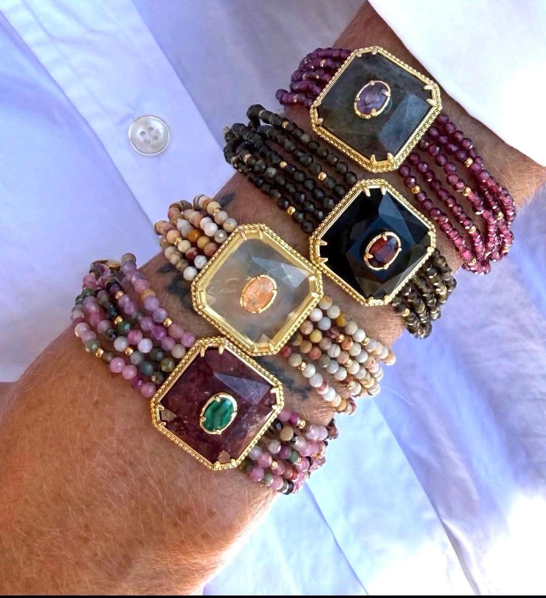 Bracelet Alchimie Obsidienne Dorée