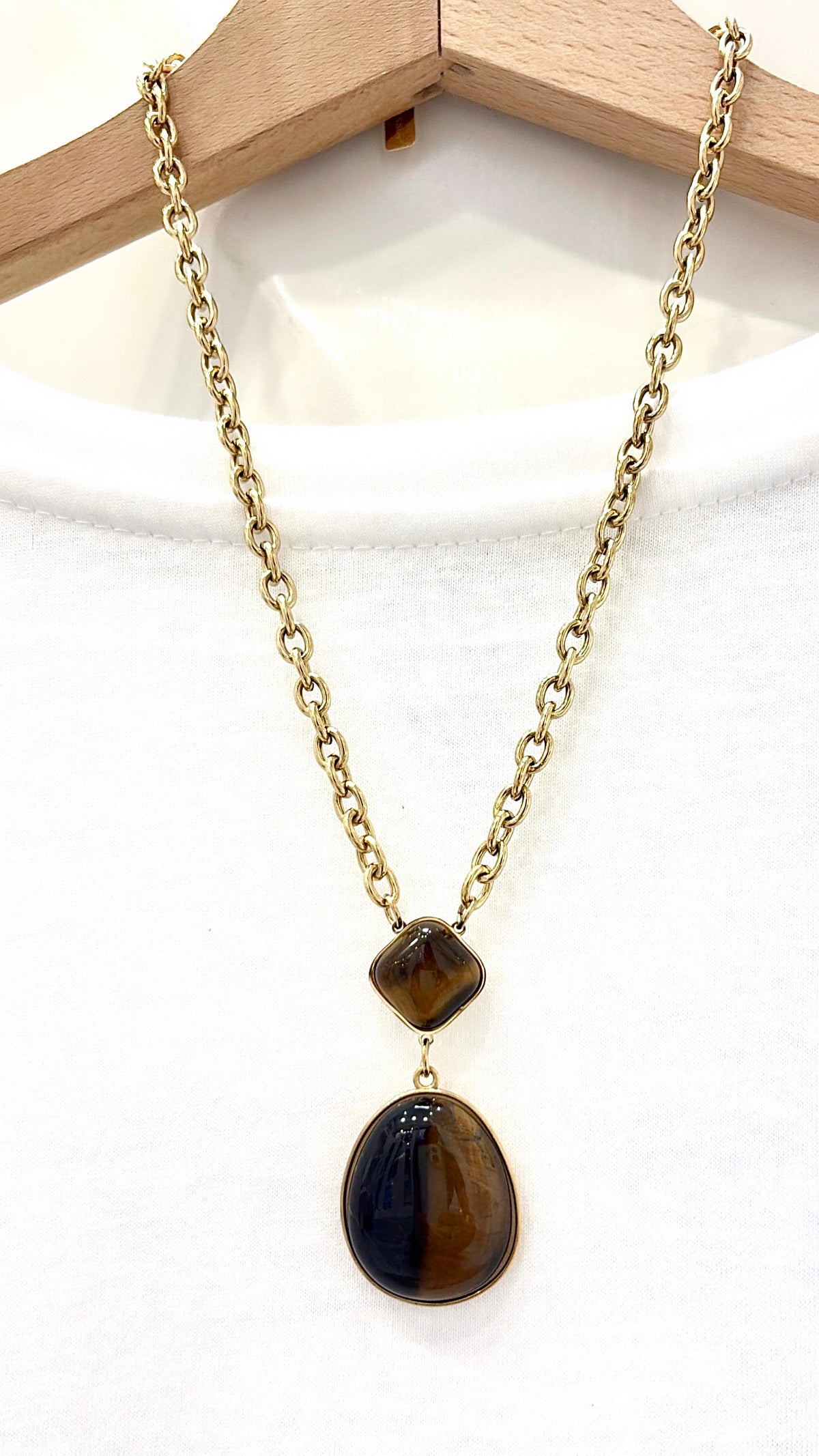Collier Gouttes Œil de Tigre