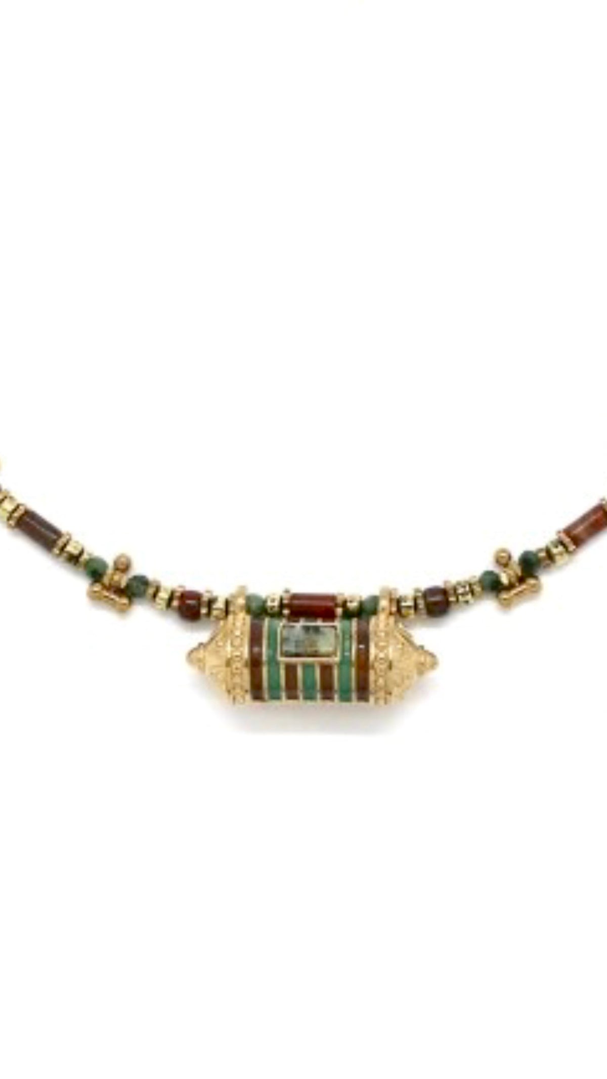 Collier Amulette Heishi Turquoise Africaine