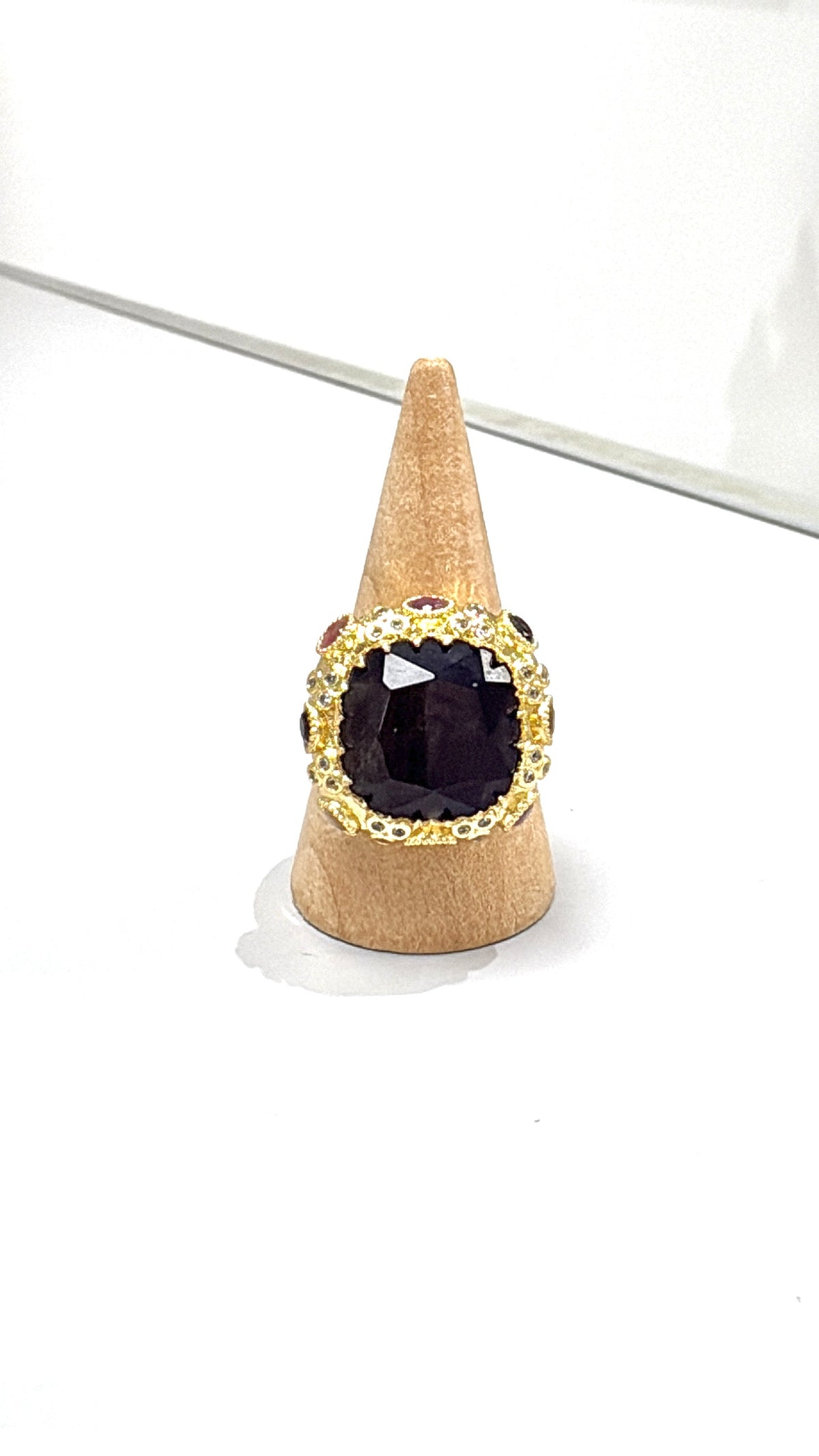 Bague Stella Obsidienne Dorée et Tourmaline