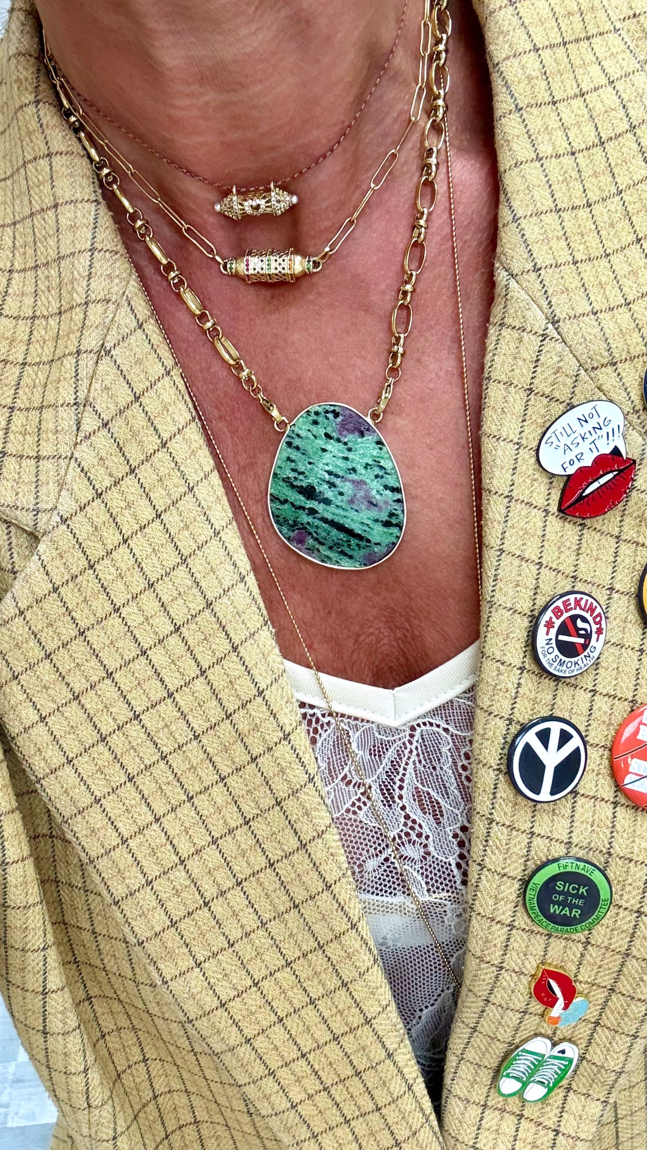 Collier Galet Rubis Zoisite