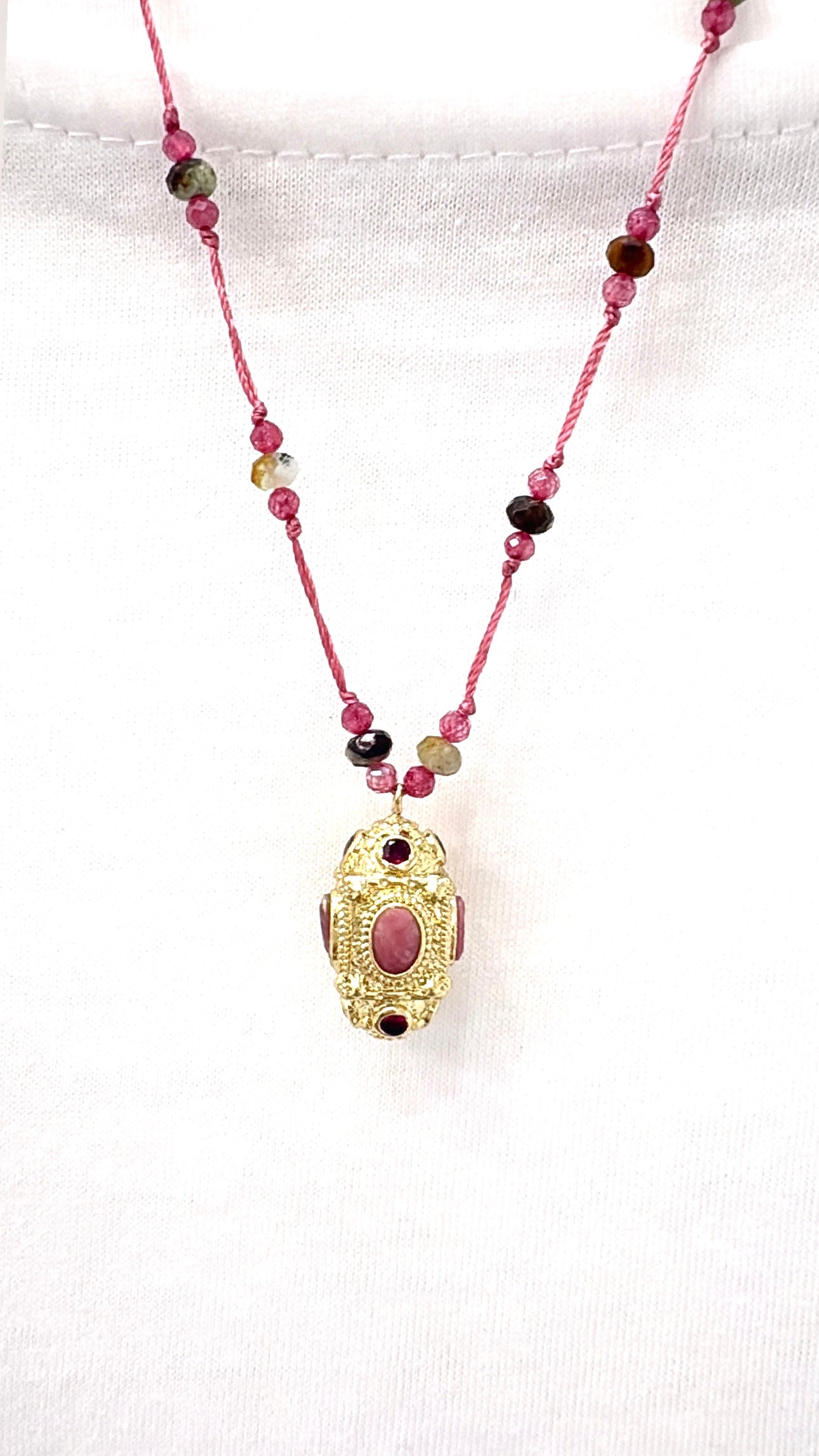 Collier Amulette Agate Rose Naya