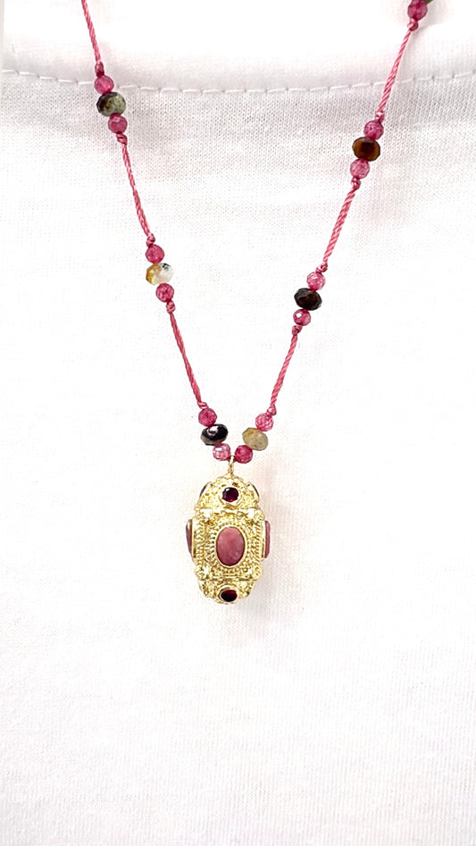 Collier Amulette Agate Rose Naya