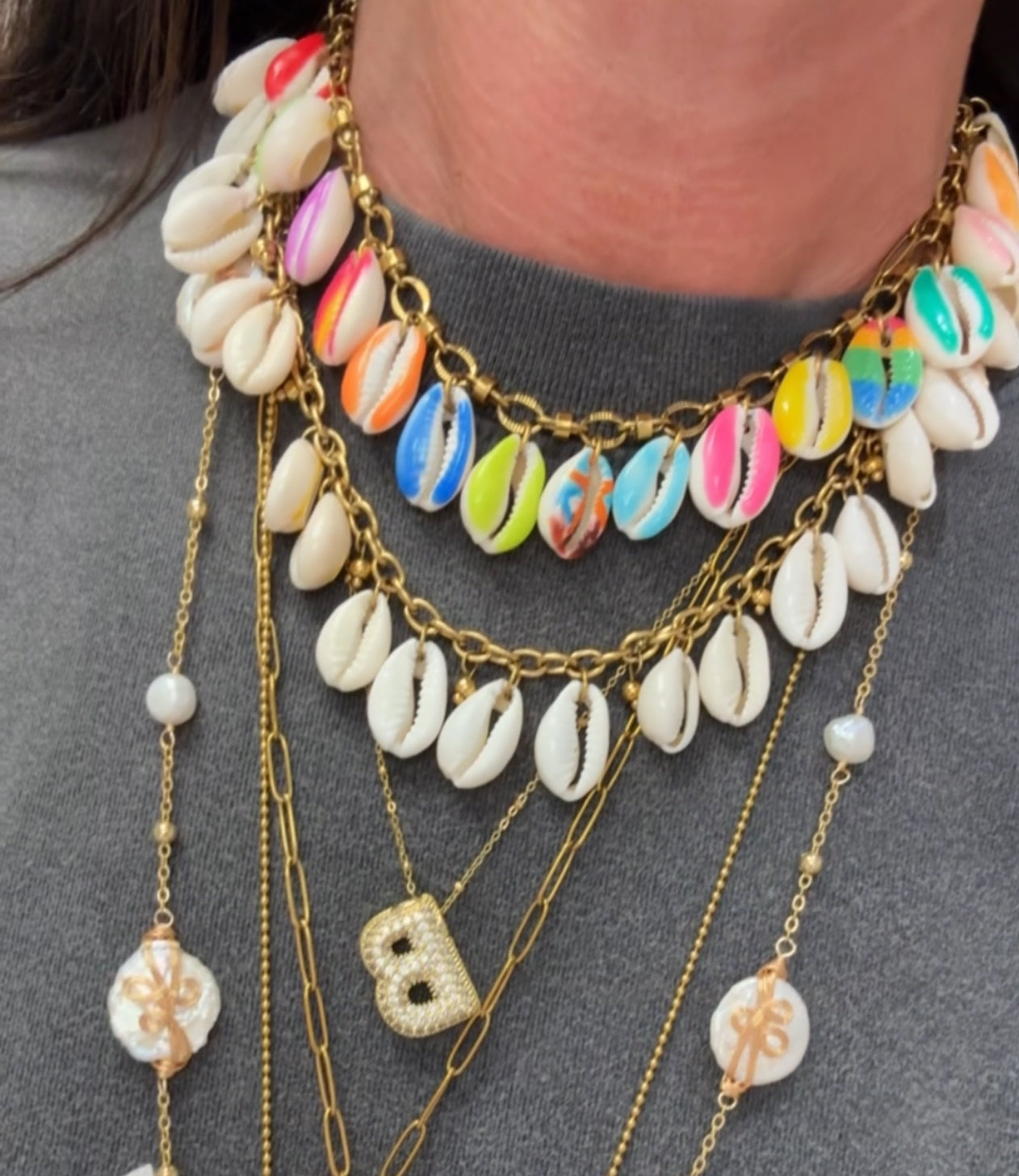 Collier Cauris Multicolores