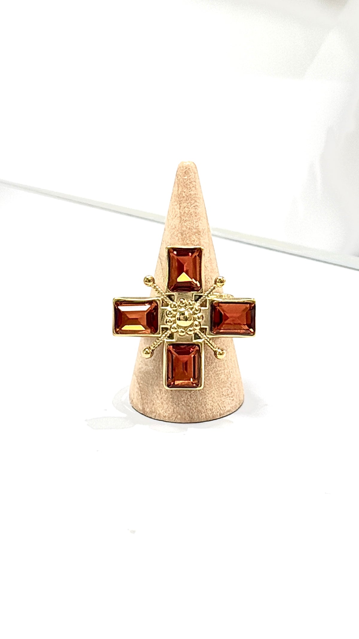 Bague Croix Solaire Ambrée