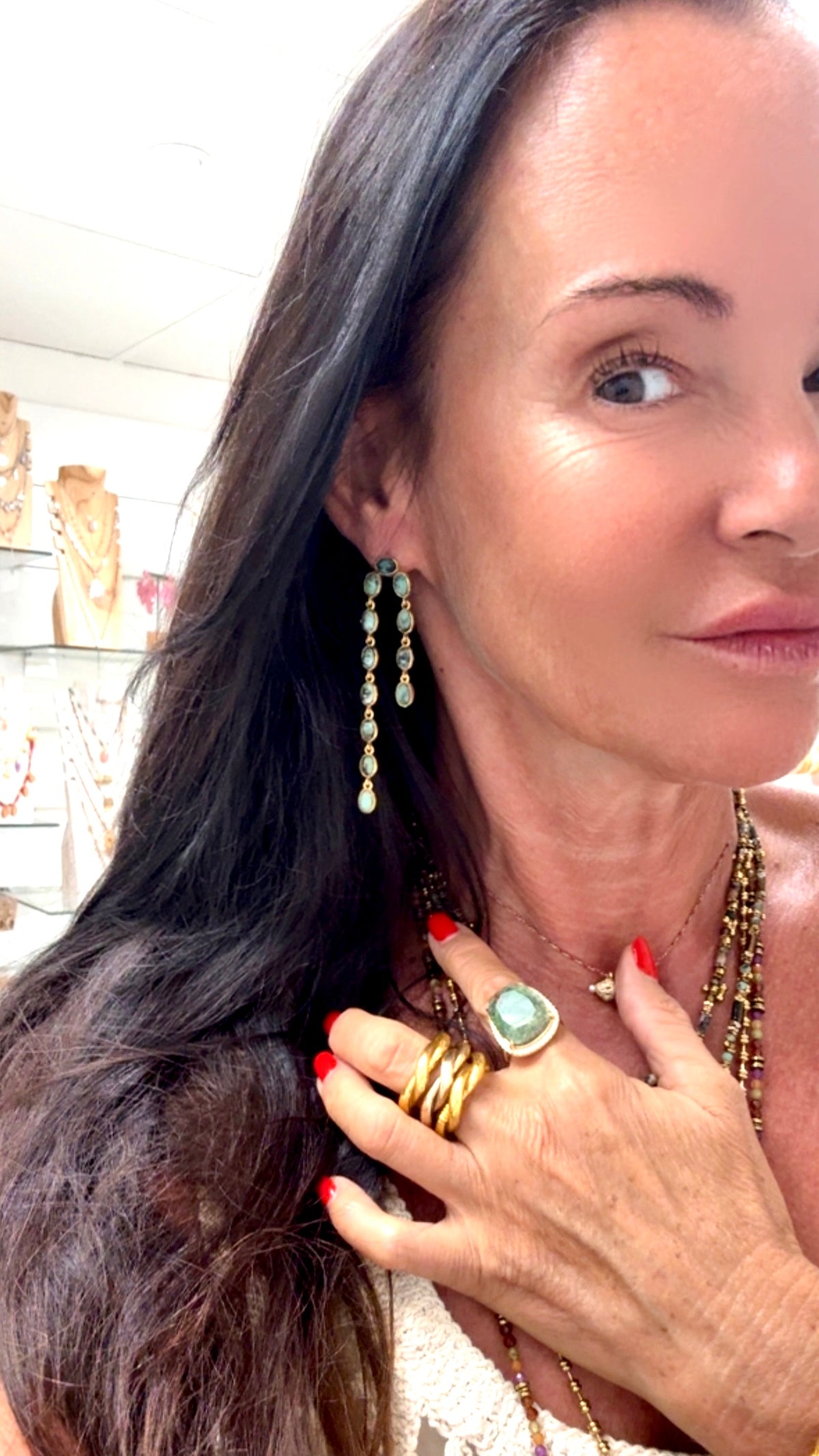 Boucles d’Oreilles Pluie Turquoise Africaine