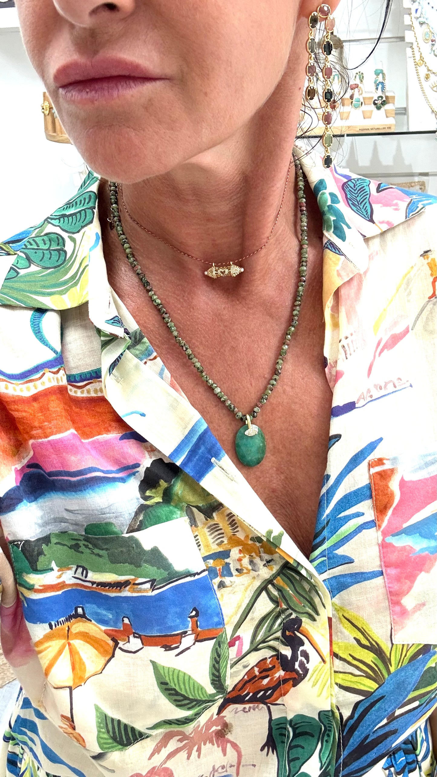 Collier Gaïana Rubis Zoisite et Chrysoprase