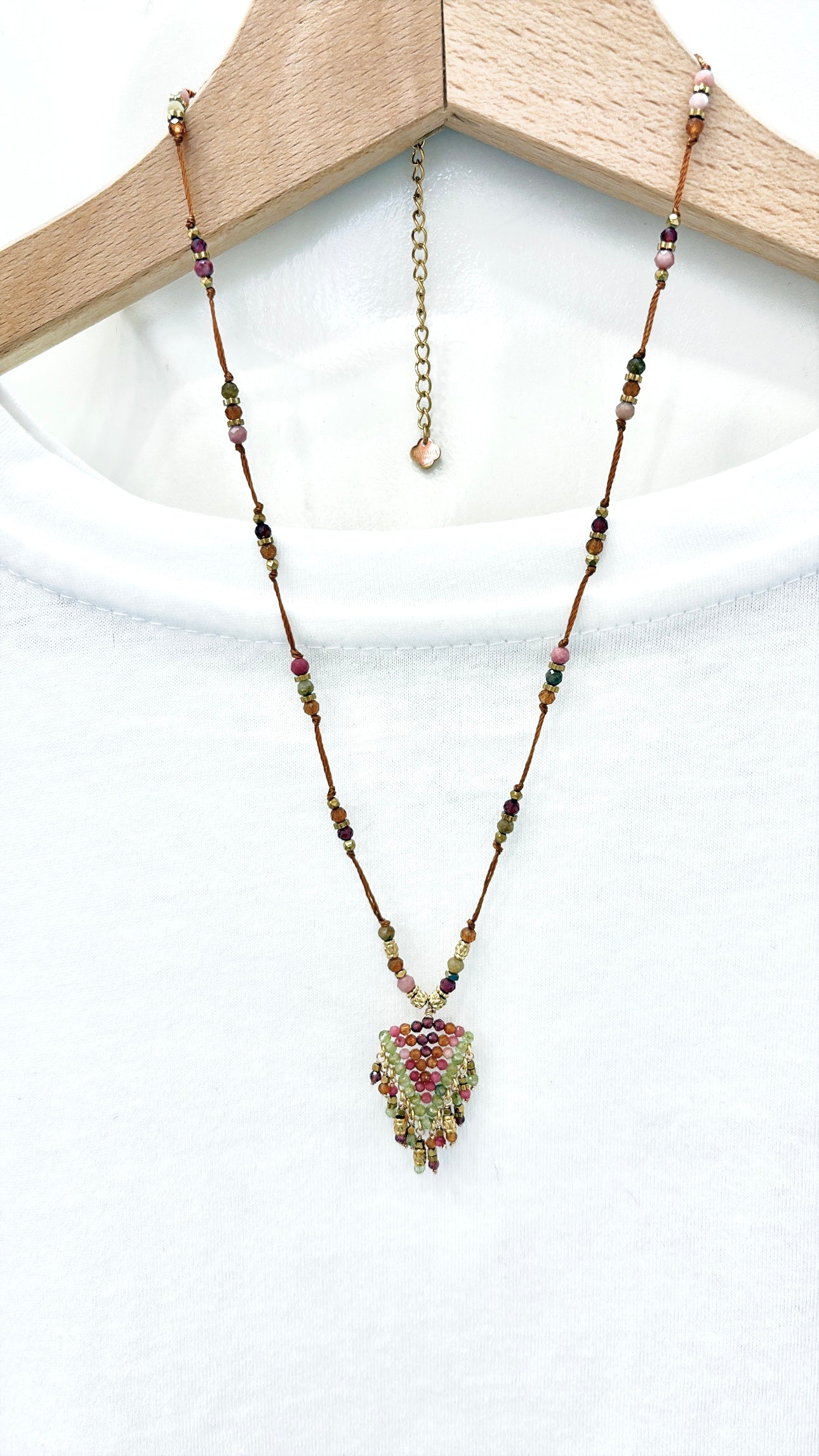 Collier Cascade Aventurine et Rhodonite
