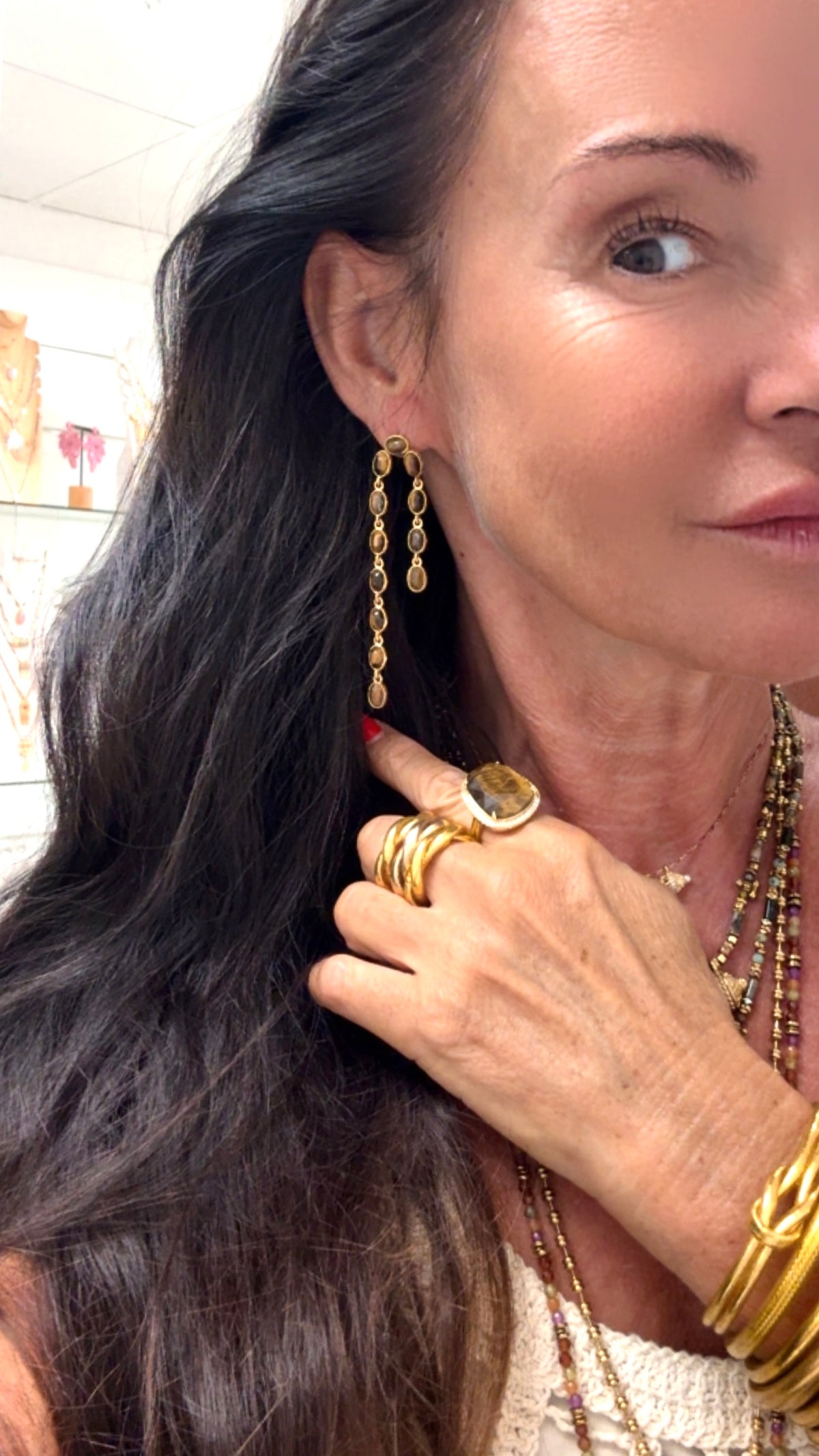 Boucles d’Oreilles Pluie Œil de Tigre
