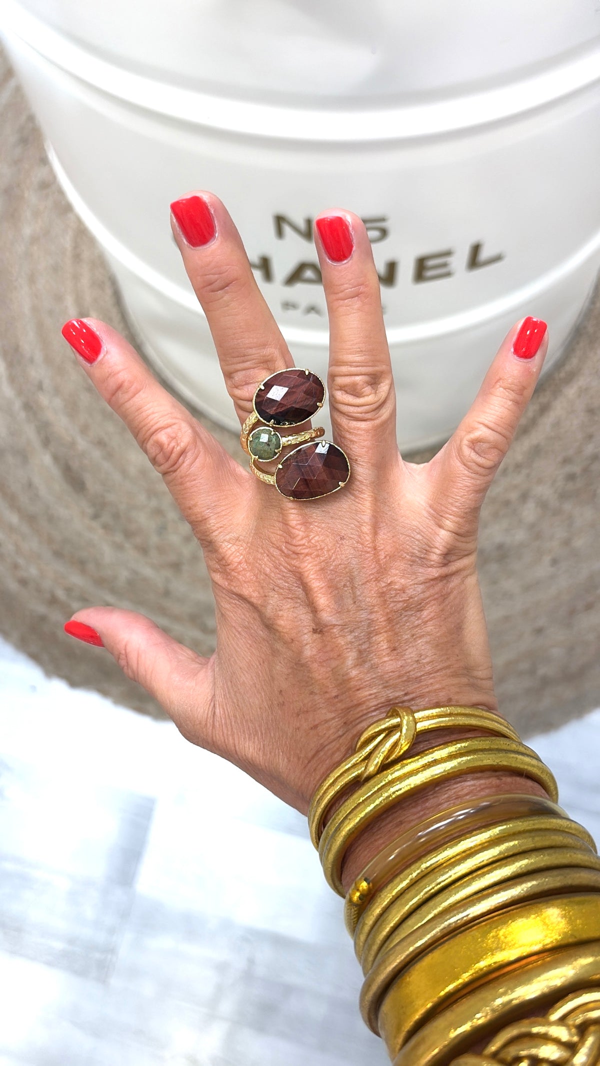 Bague Trio Œil de Taureau et Variscite