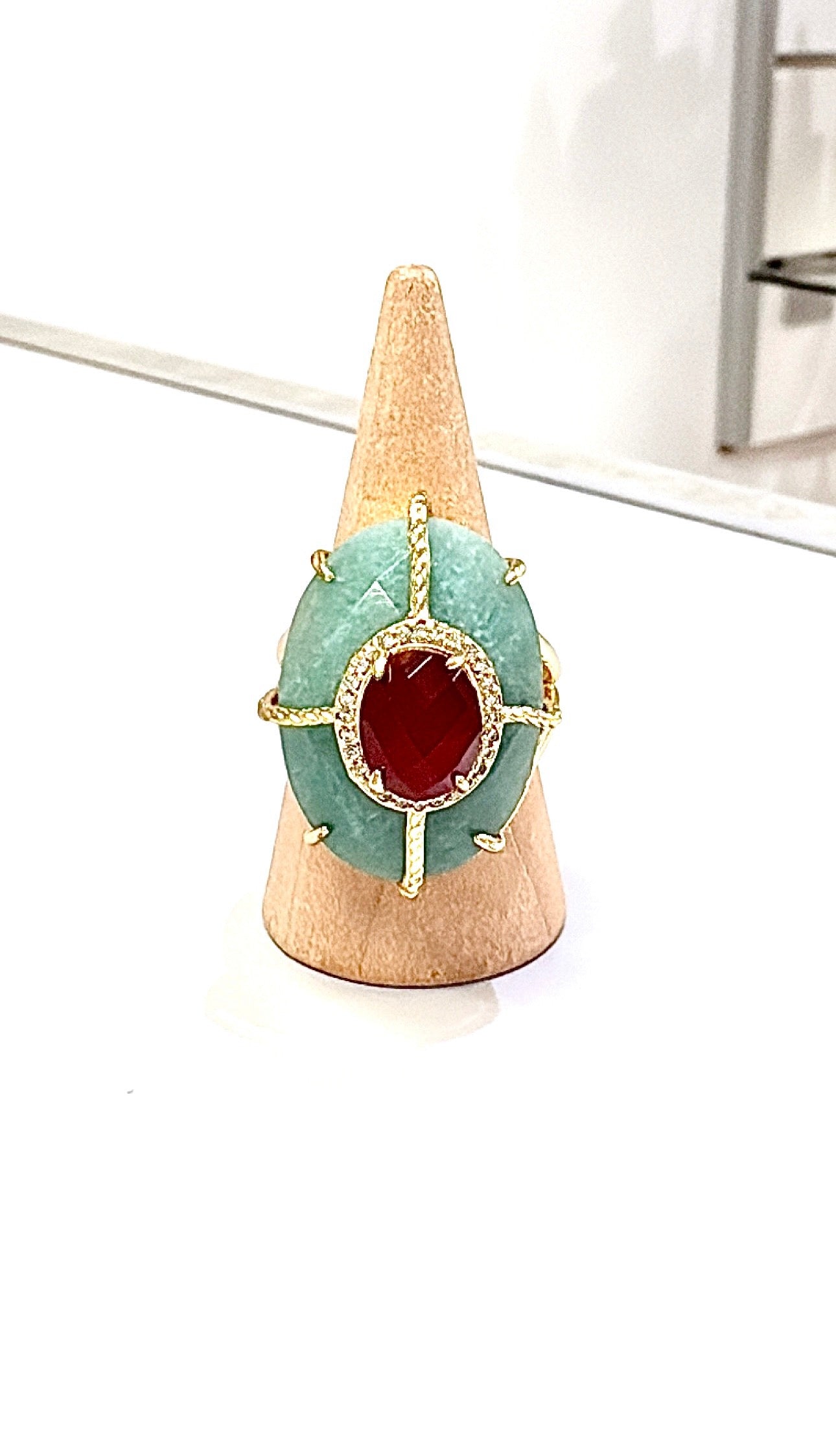 Bague Superbe Amazonite et Cornaline
