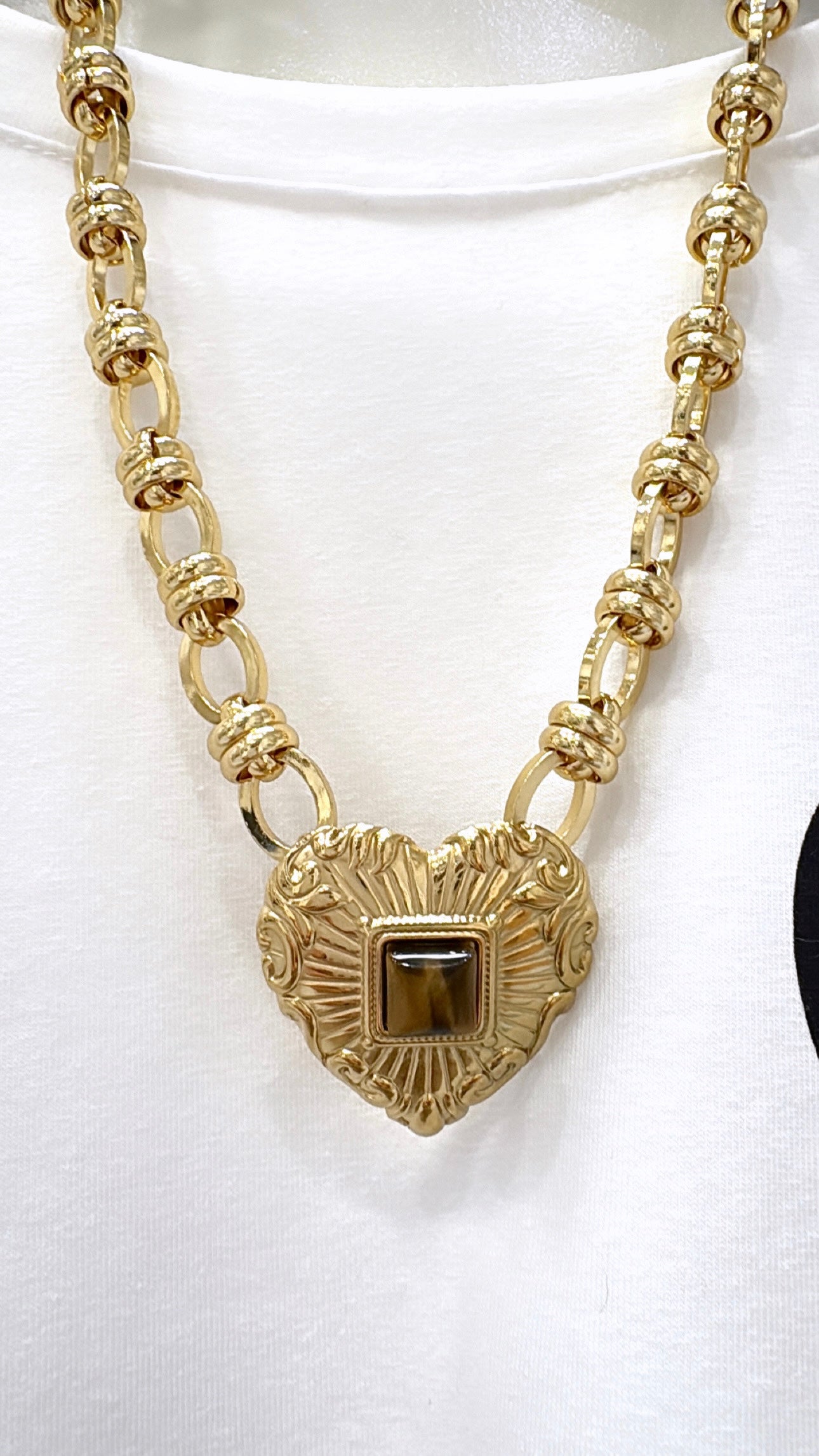 Collier Heart Œil de Tigre