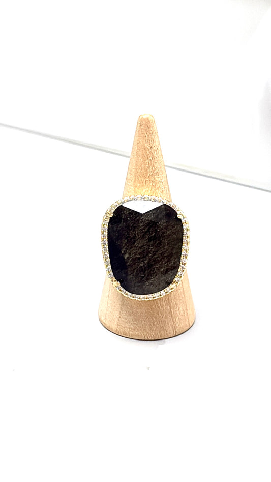 Bague Diva Obsidienne Dorée