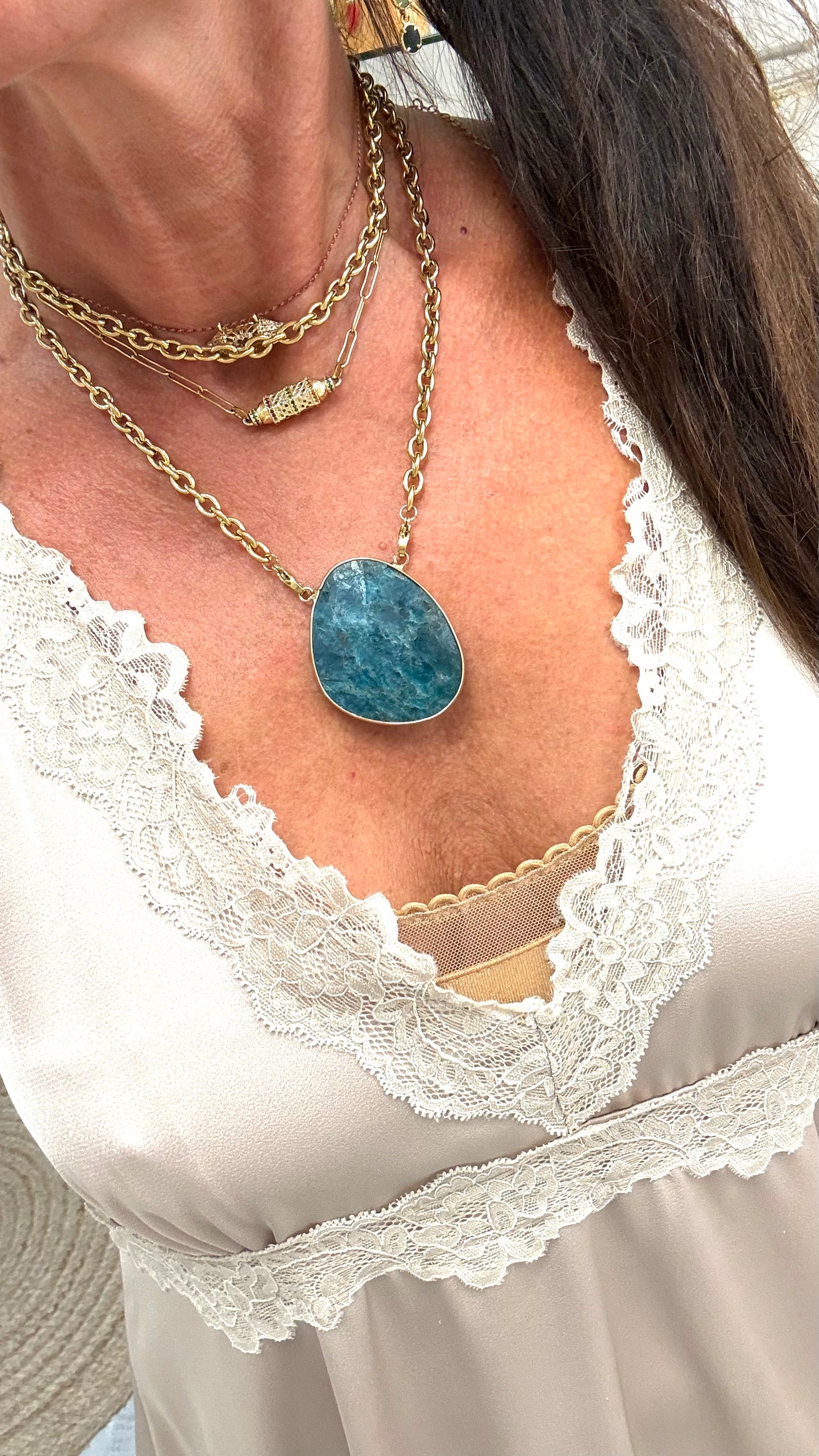 Sautoir Galet Apatite Maison Okami