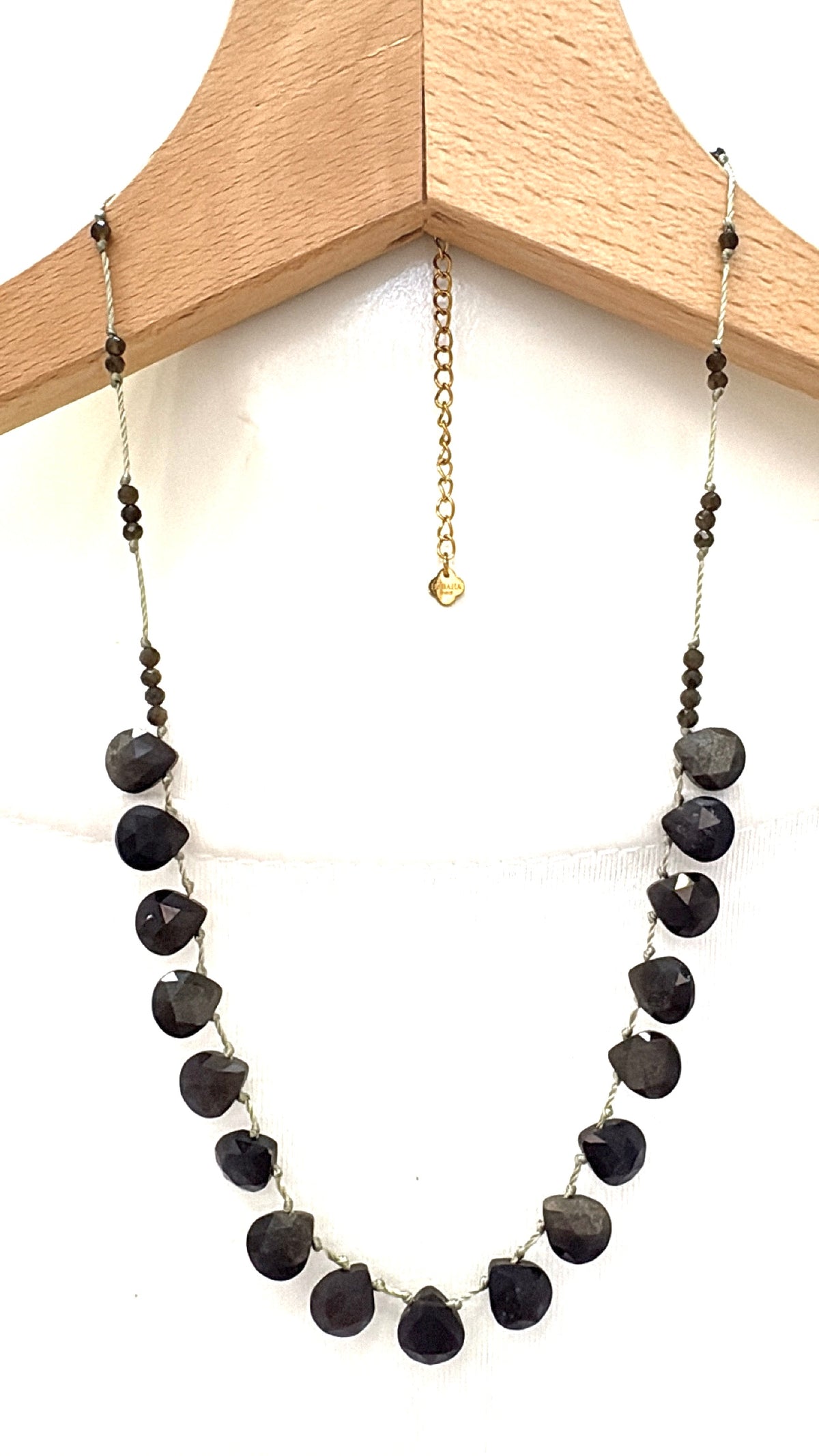 Collier Pétales Obsidienne Dorée