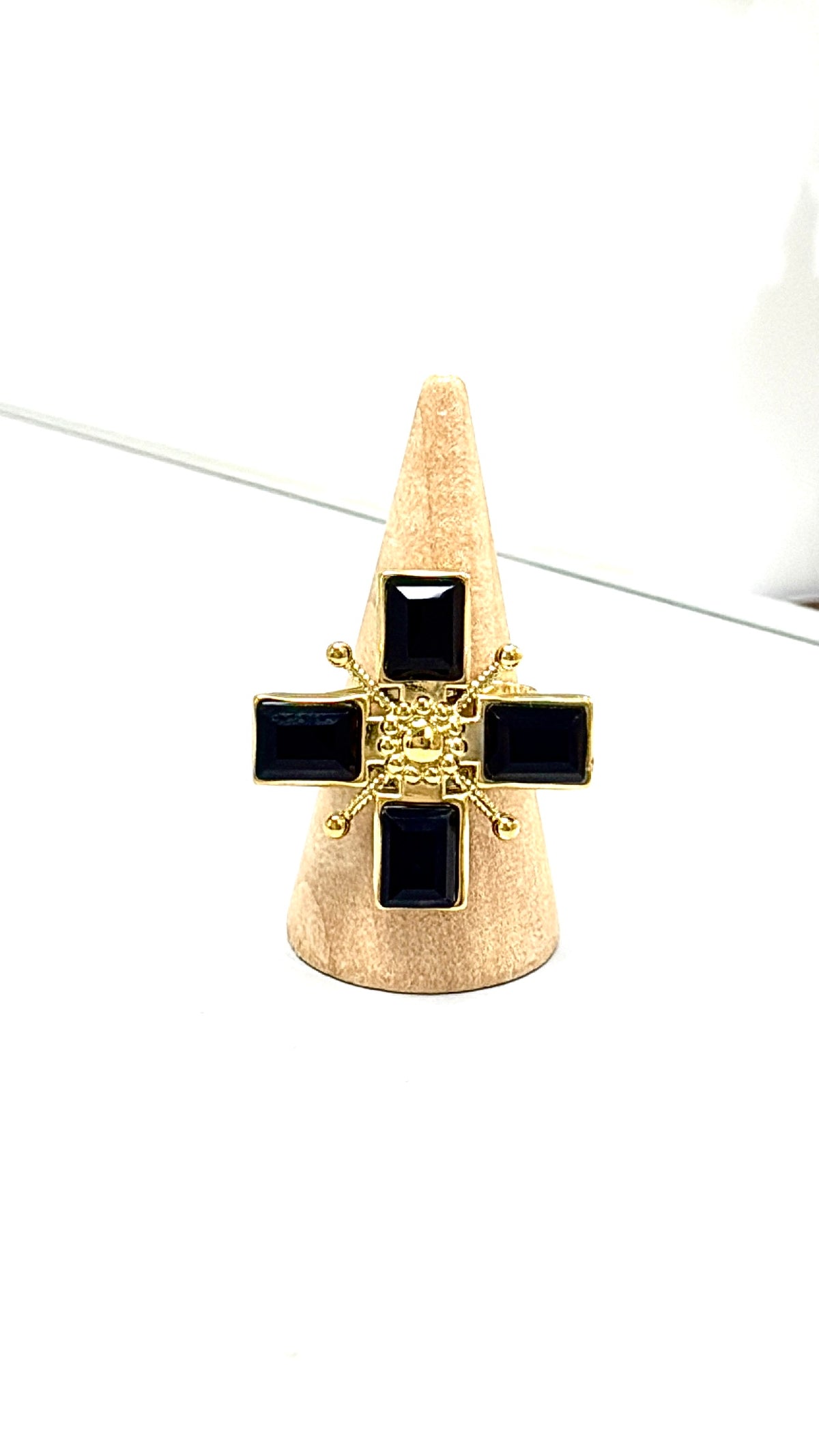Bague Croix Solaire Noire