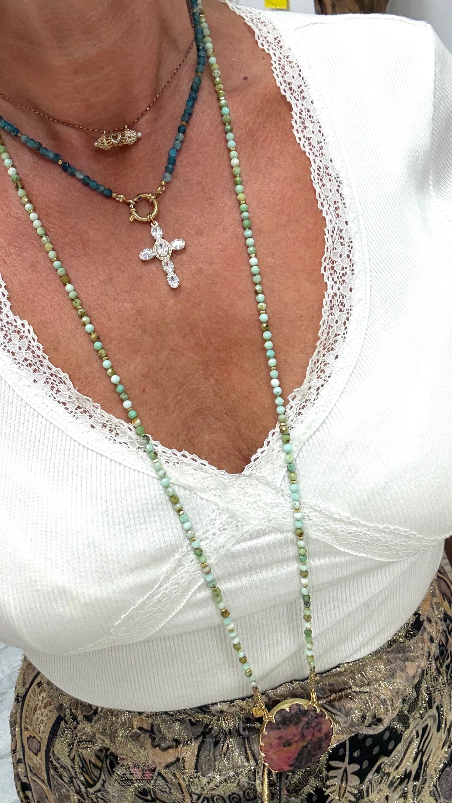 Collier Apatite Cruz Strass